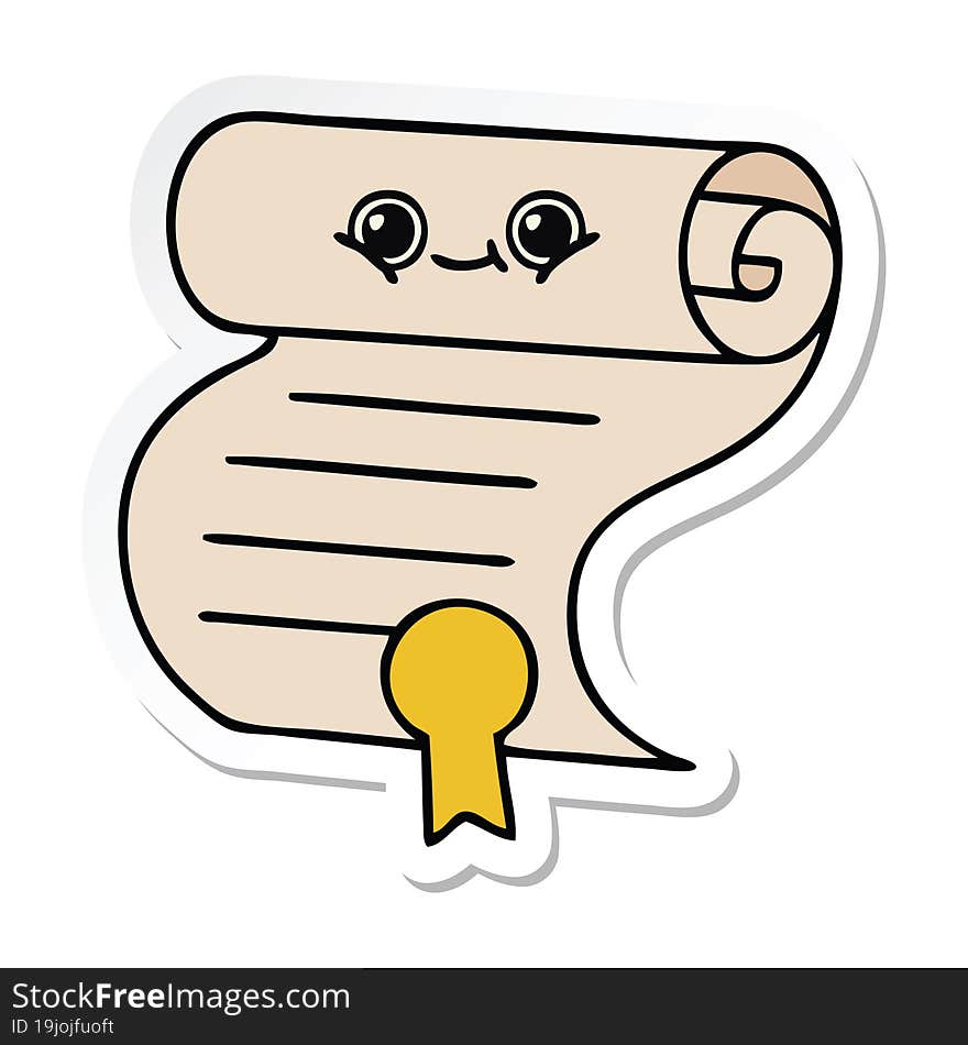 sticker of a cute cartoon contract