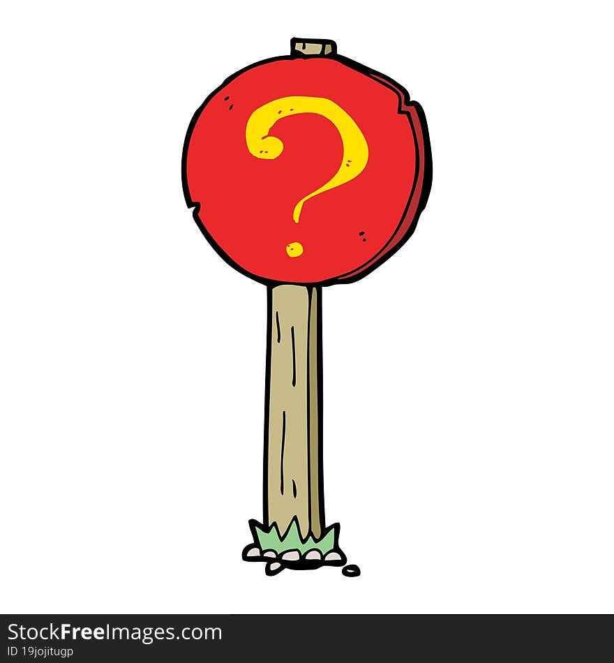 Cartoon Question Mark Sign Post