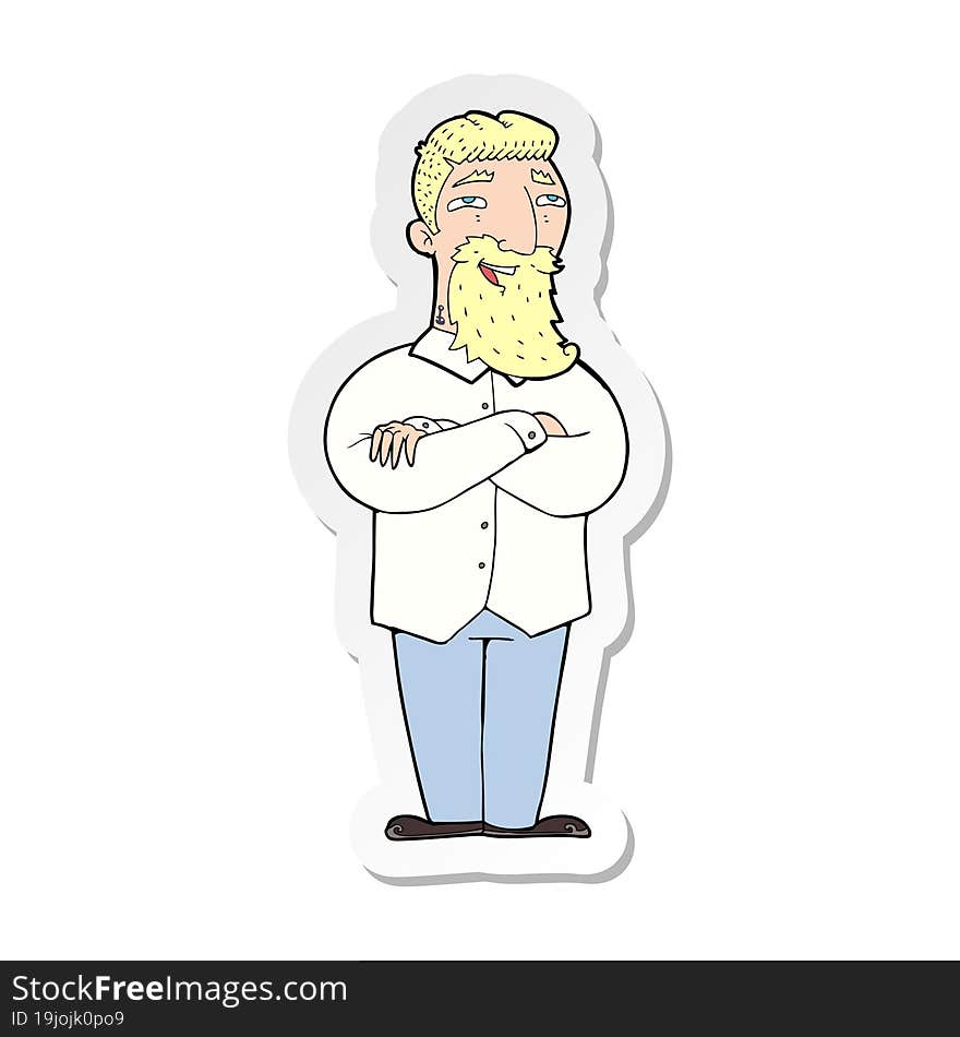 sticker of a cartoon happy man with beard