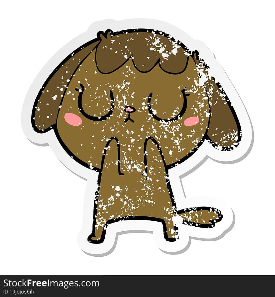 Distressed Sticker Of A Cute Cartoon Dog