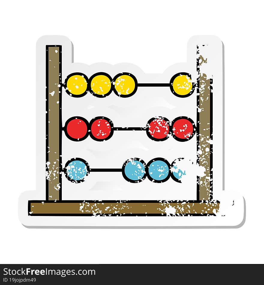 distressed sticker of a cute cartoon maths abacus