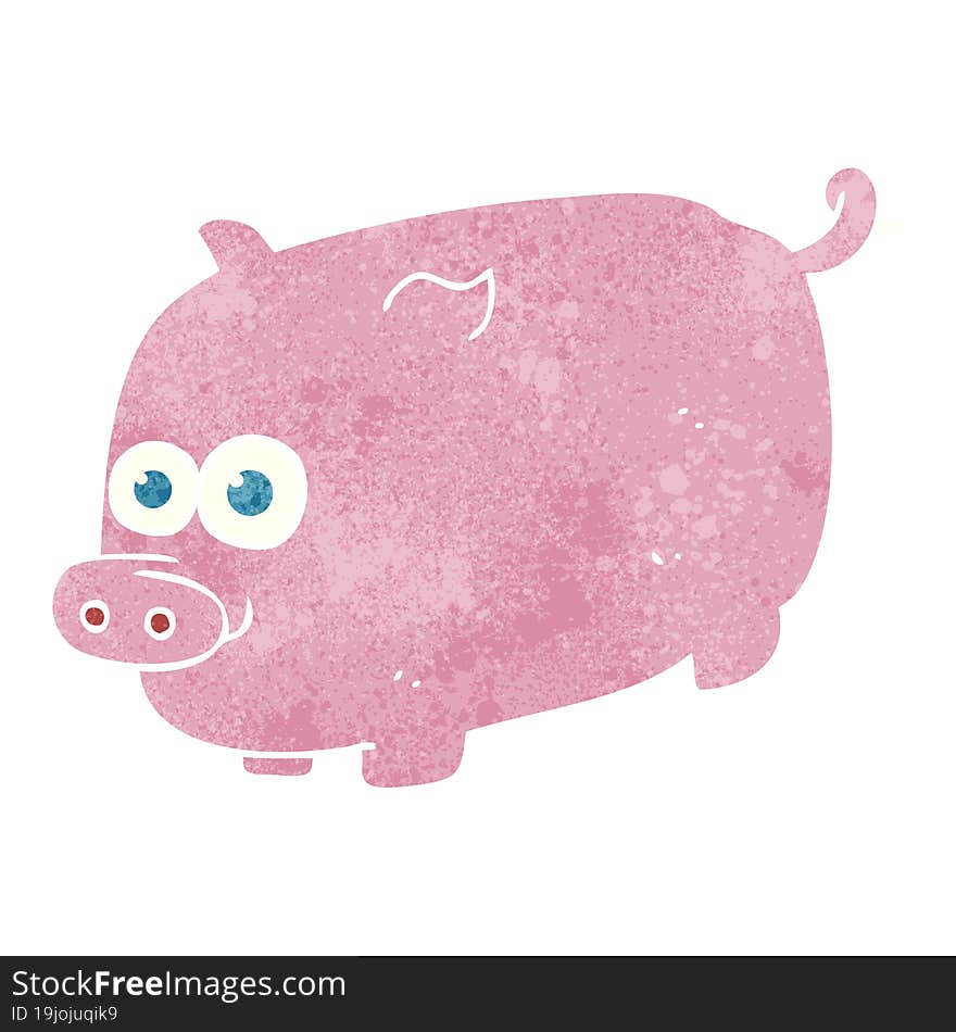 freehand retro cartoon pig