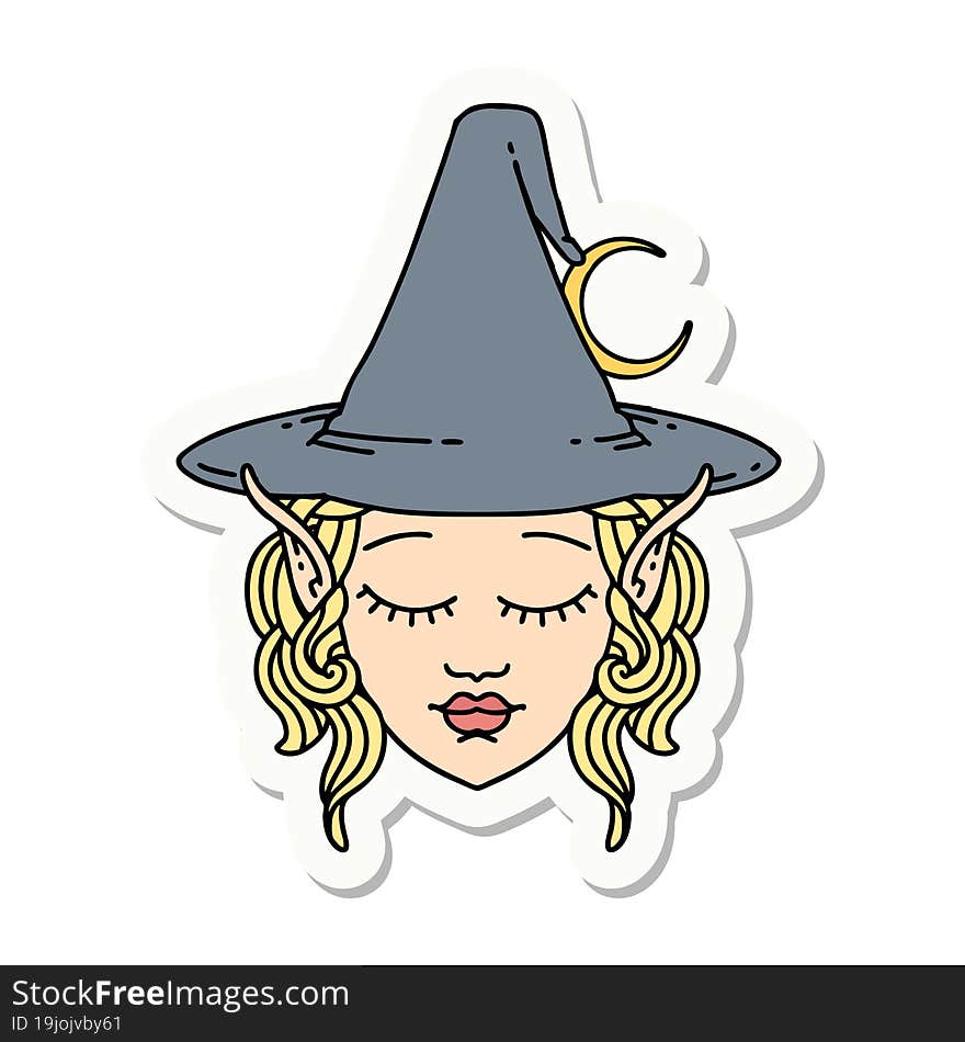 sticker of a elf mage character face. sticker of a elf mage character face