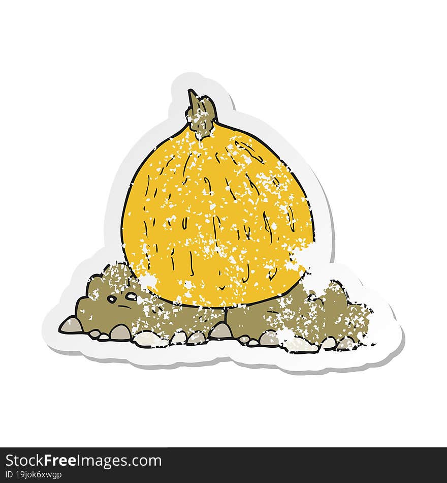 retro distressed sticker of a cartoon squash