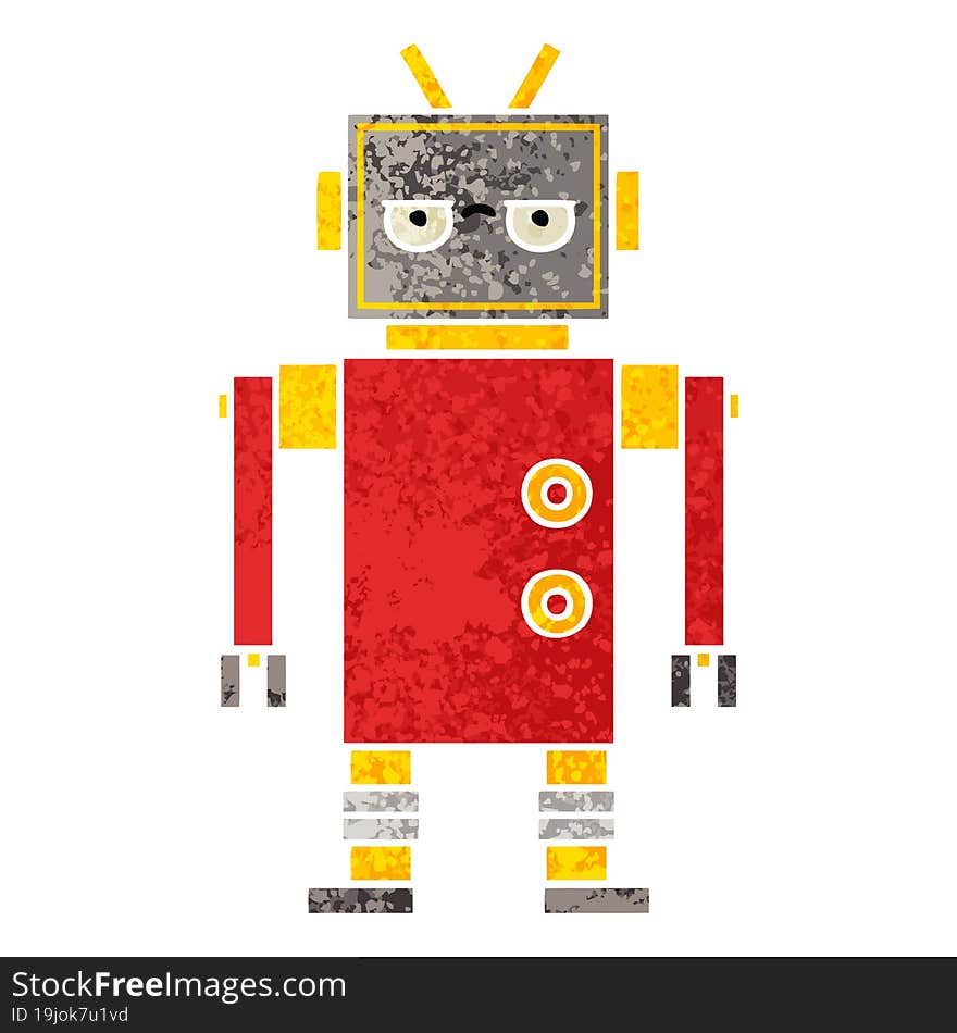 retro illustration style cartoon of a annoyed robot