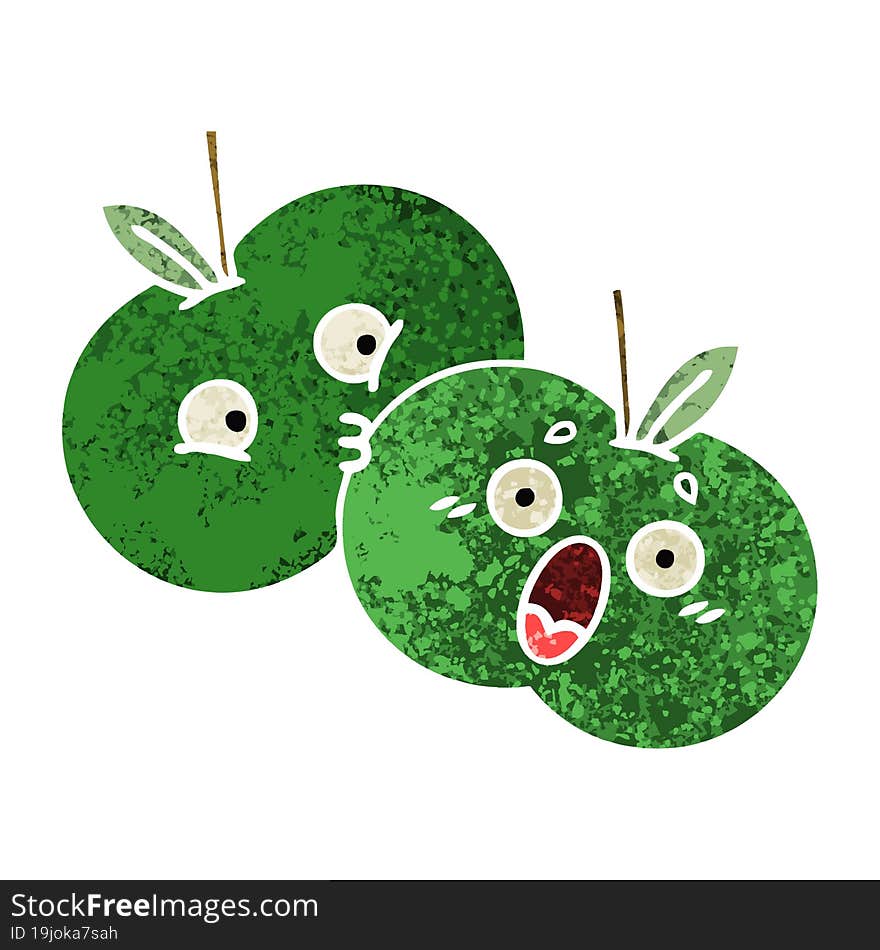 retro illustration style cartoon apples