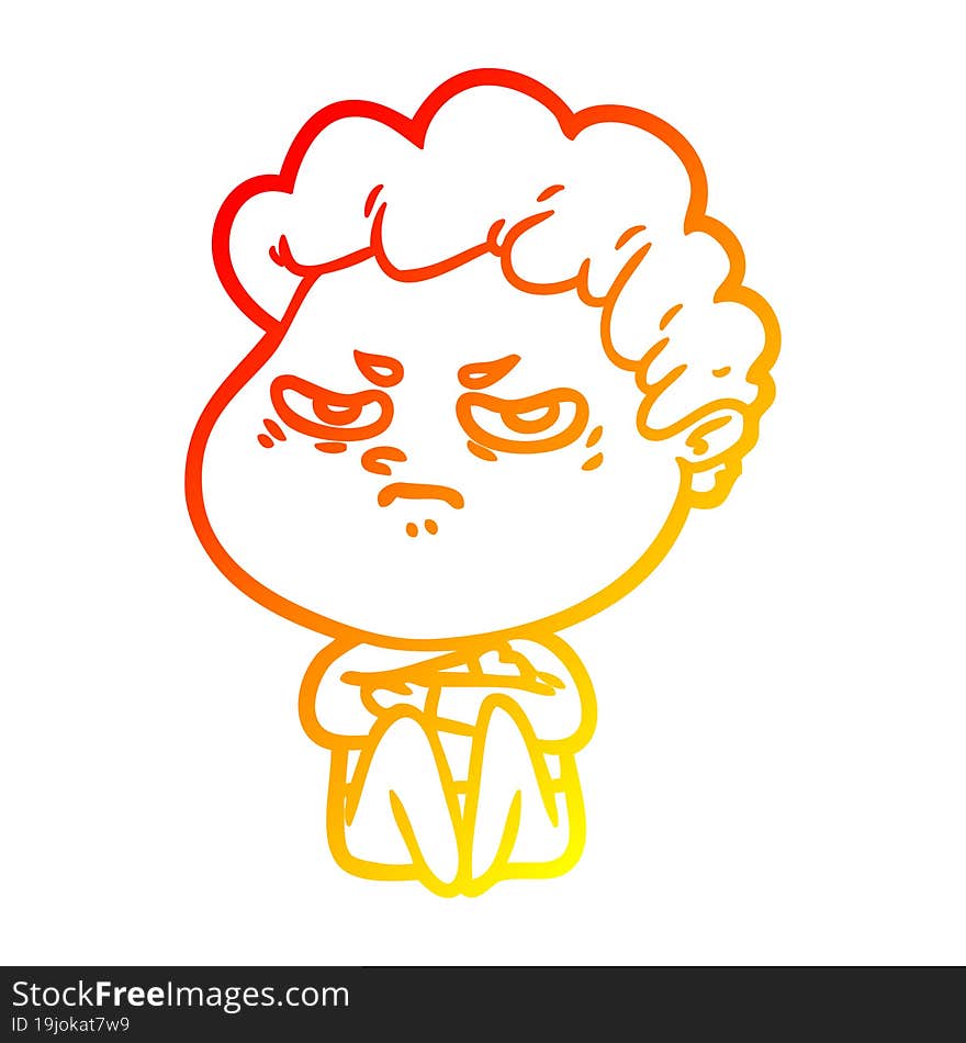 warm gradient line drawing cartoon angry man