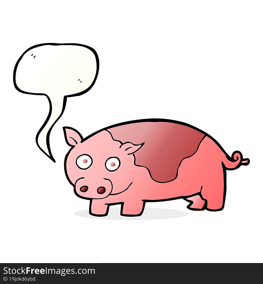 cartoon pig with speech bubble