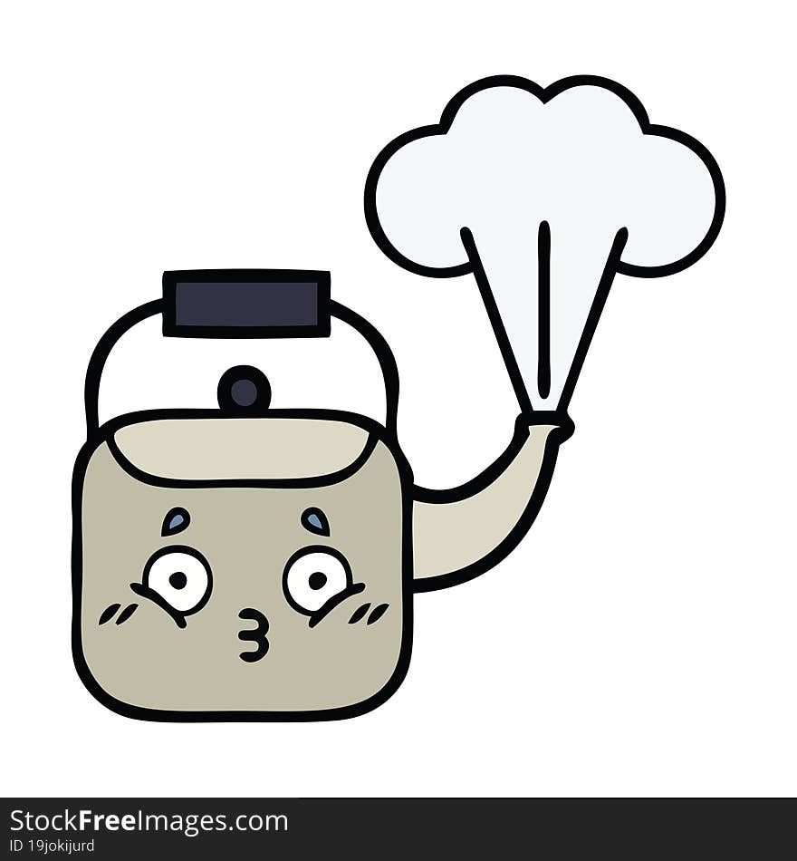 cute cartoon steaming kettle