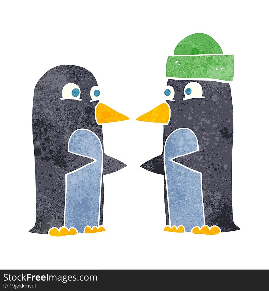 retro cartoon penguins