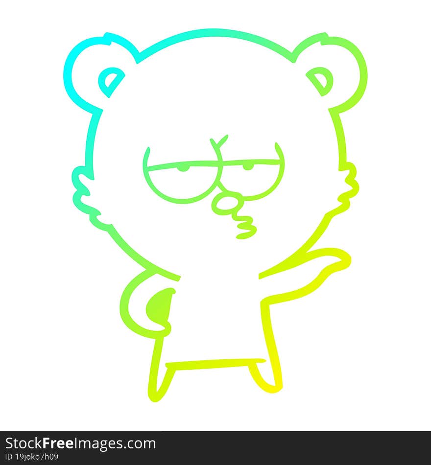 cold gradient line drawing bored polar bear cartoon