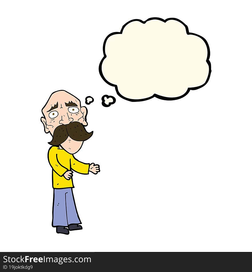 Cartoon Lonely Old Man With Thought Bubble