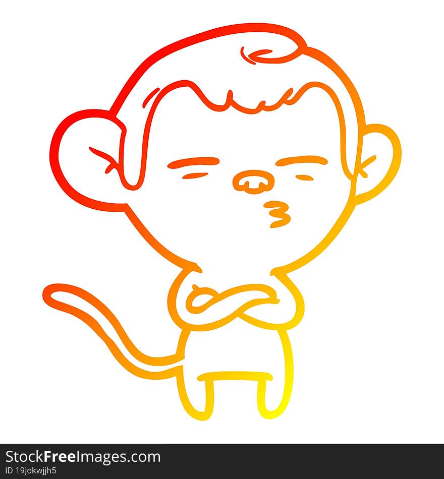 Warm Gradient Line Drawing Cartoon Suspicious Monkey