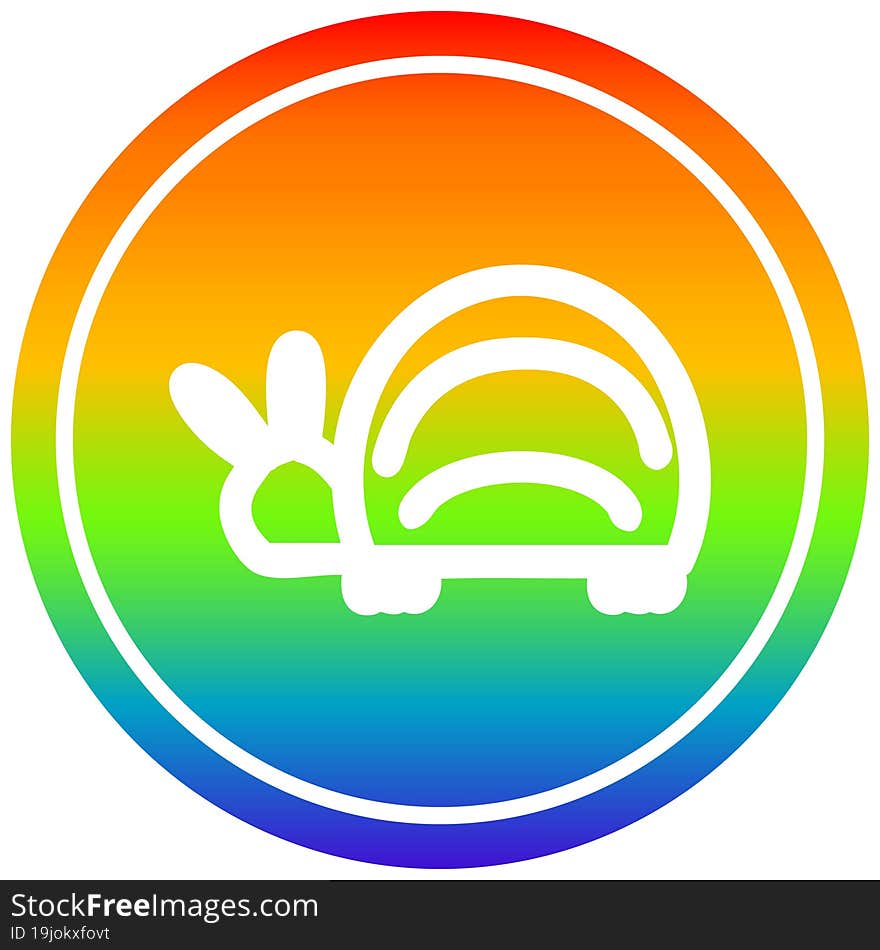 Cute Beetle Circular In Rainbow Spectrum