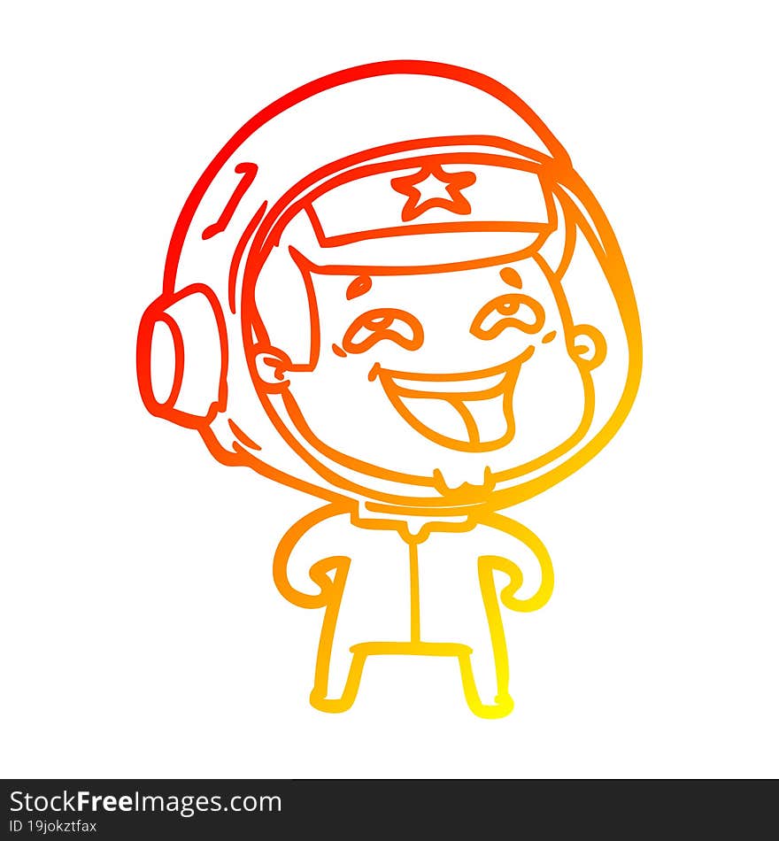 warm gradient line drawing cartoon laughing astronaut