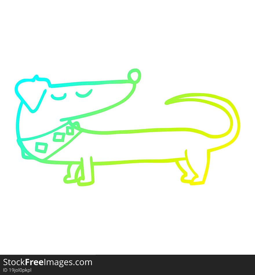 Cold Gradient Line Drawing Cartoon Dog