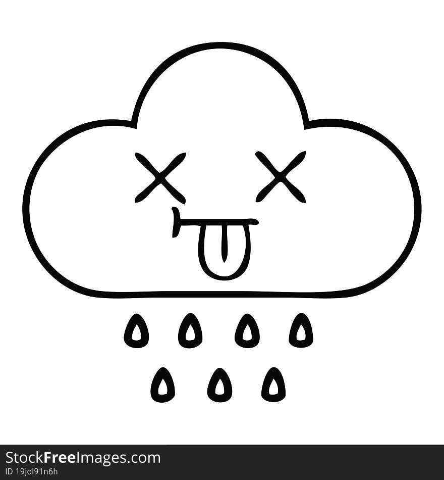 line drawing cartoon storm rain cloud