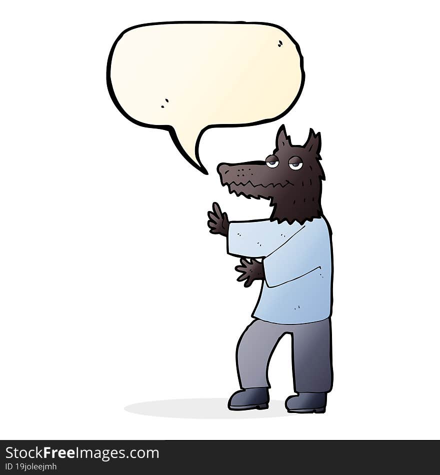 cartoon werewolf with speech bubble