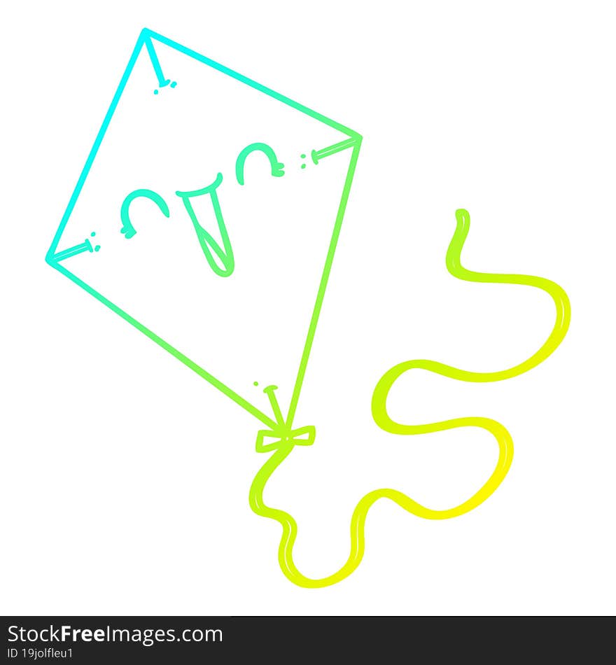 Cold Gradient Line Drawing Cartoon Kite