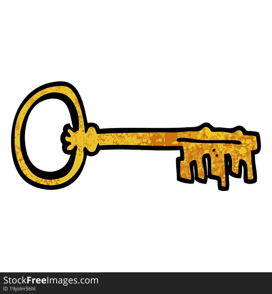 grunge textured illustration cartoon old key