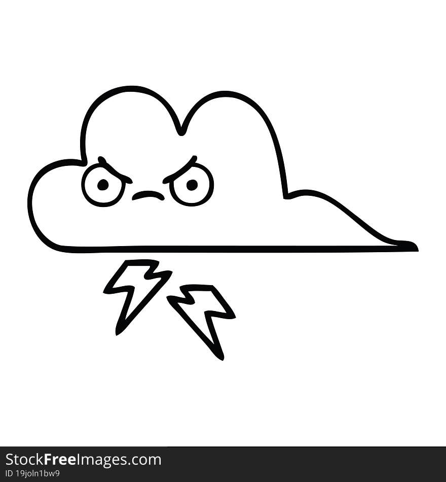 line drawing cartoon of a storm cloud