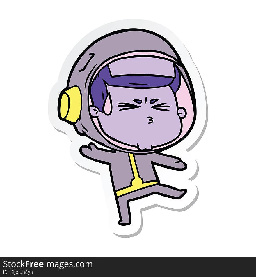 sticker of a cartoon stressed astronaut