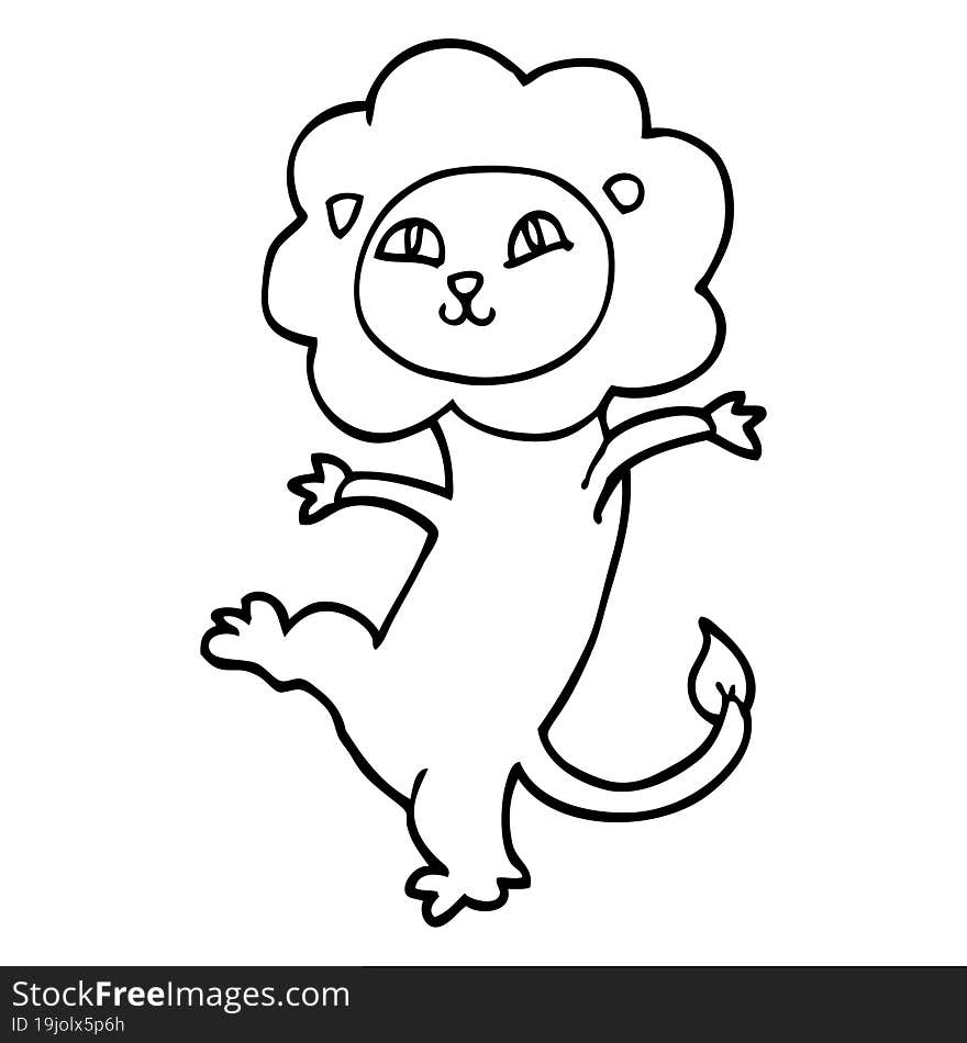 line drawing cartoon lion