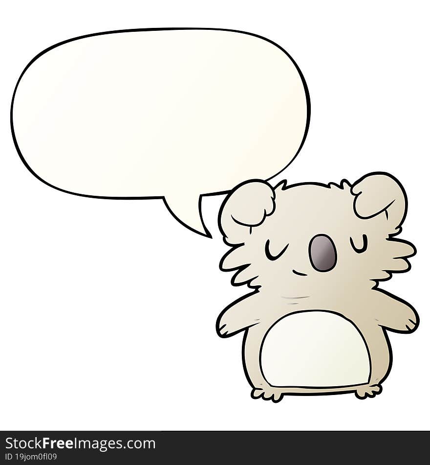 Cute Cartoon Koala And Speech Bubble In Smooth Gradient Style