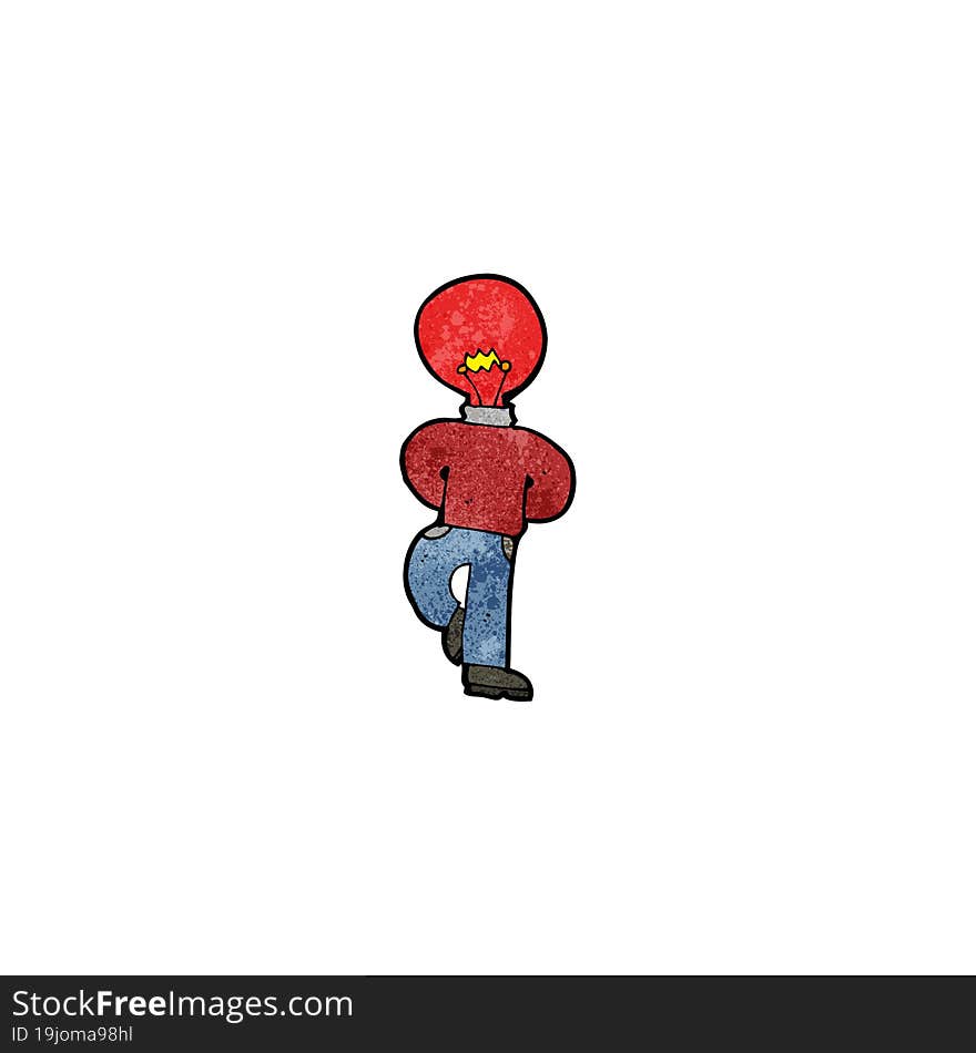 Cartoon Man With Red Light Bulb Head