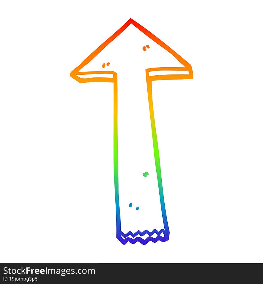 rainbow gradient line drawing cartoon pointing arrow