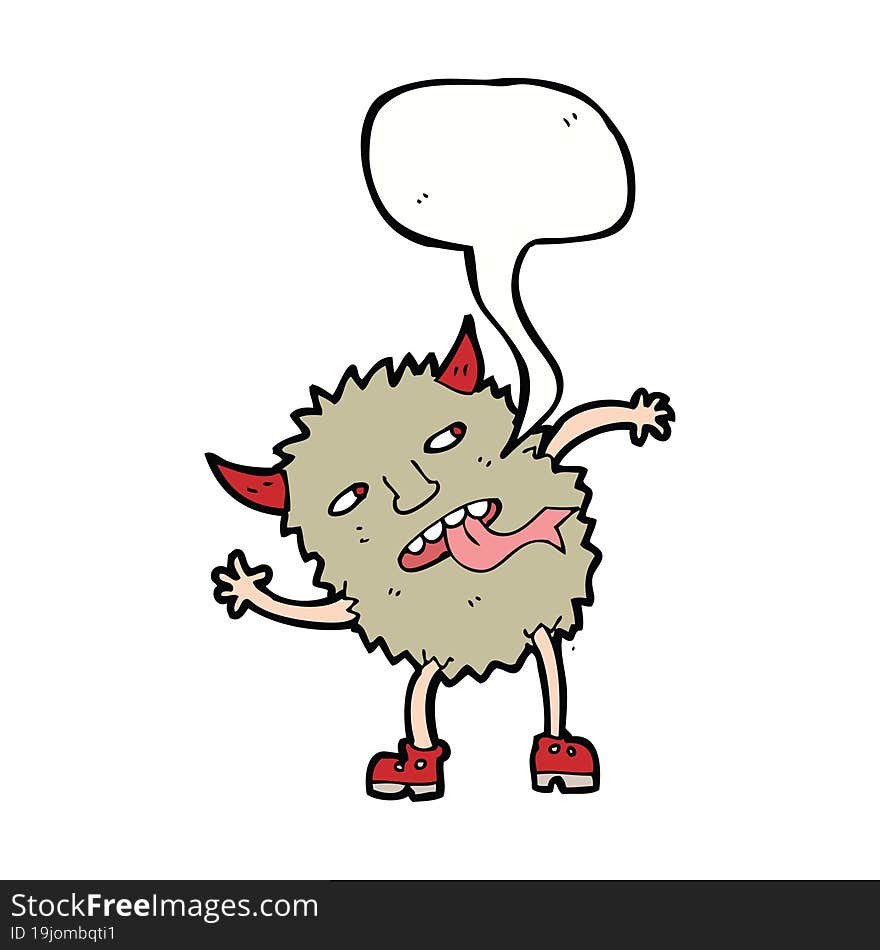 Funny Cartoon Monster With Speech Bubble