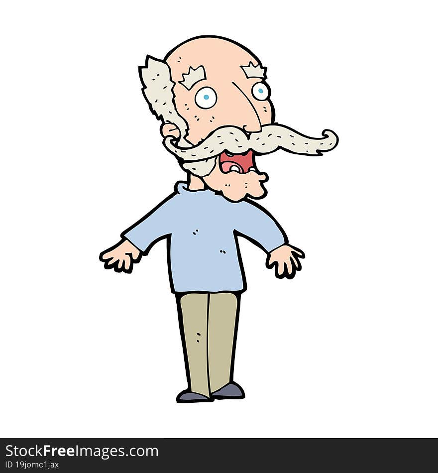 cartoon old man gasping in surprise