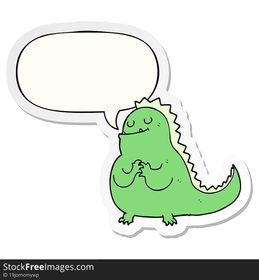 cartoon dinosaur and speech bubble sticker