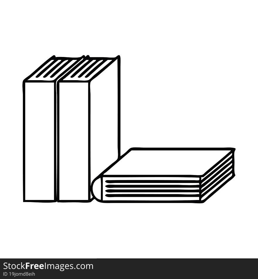 Line Drawing Cartoon Of Books