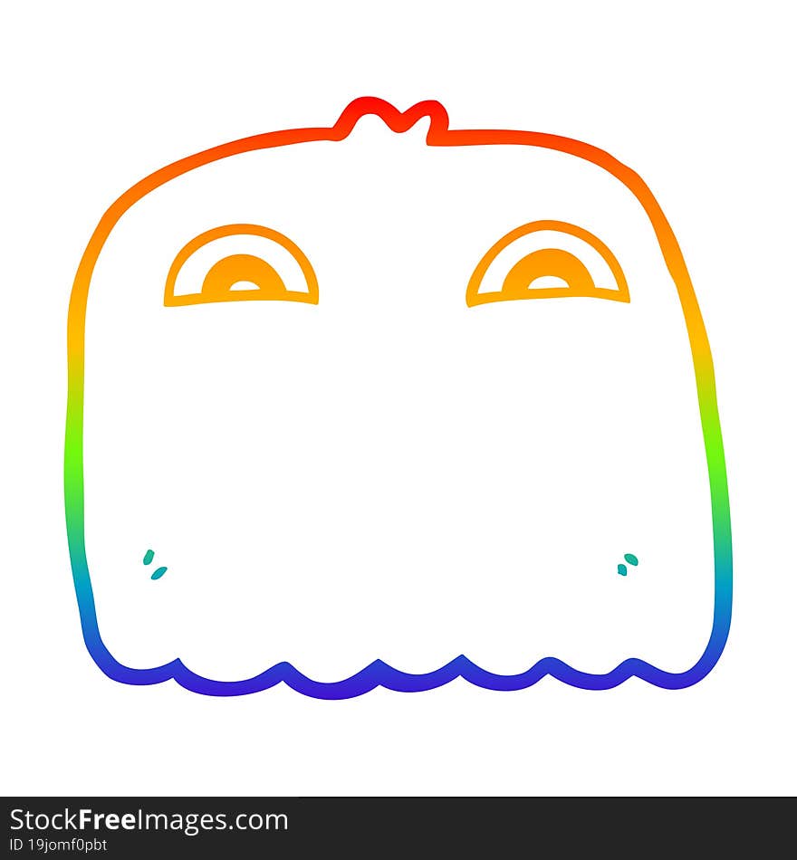 rainbow gradient line drawing cartoon ghost