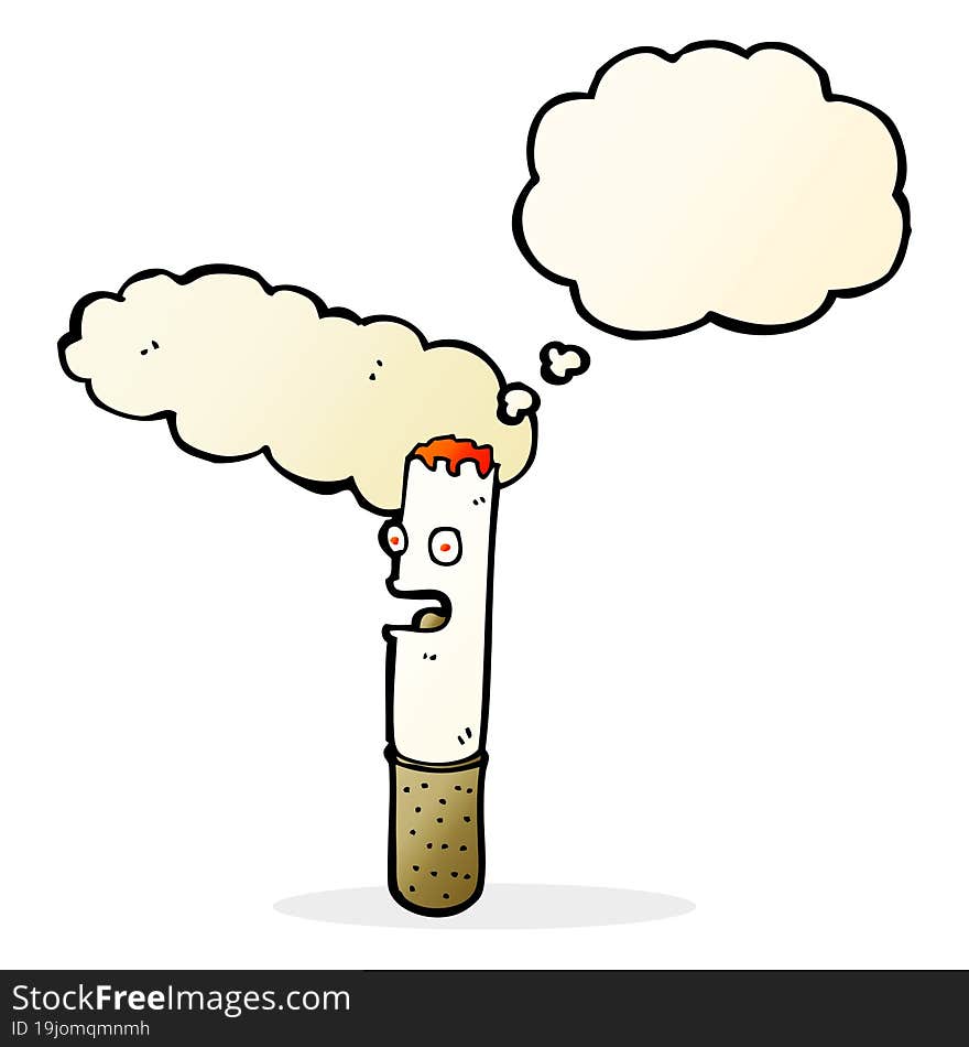 cartoon cigarette with thought bubble