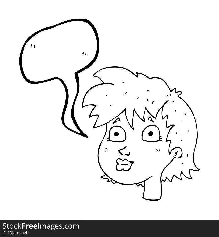 Speech Bubble Cartoon Female Face