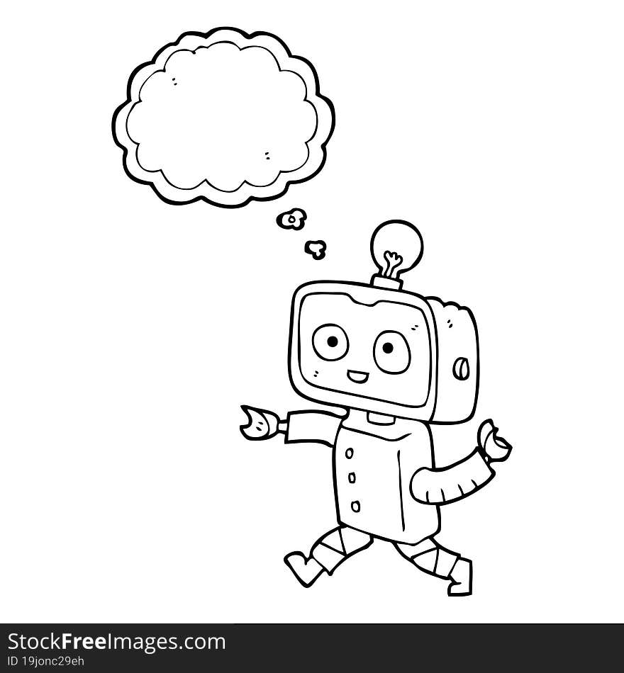 Thought Bubble Cartoon Little Robot