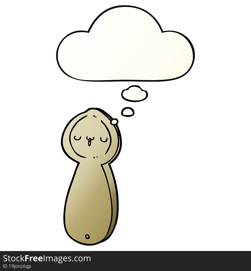 cartoon spoon and thought bubble in smooth gradient style