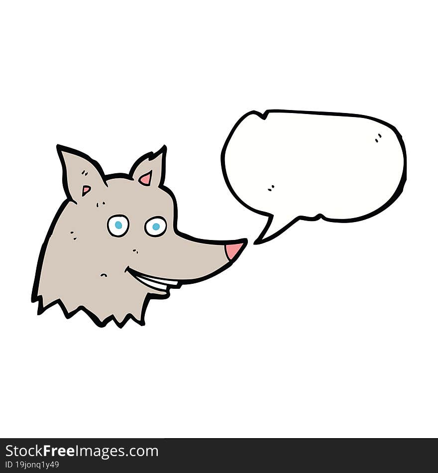 Cartoon Wolf Head With Speech Bubble