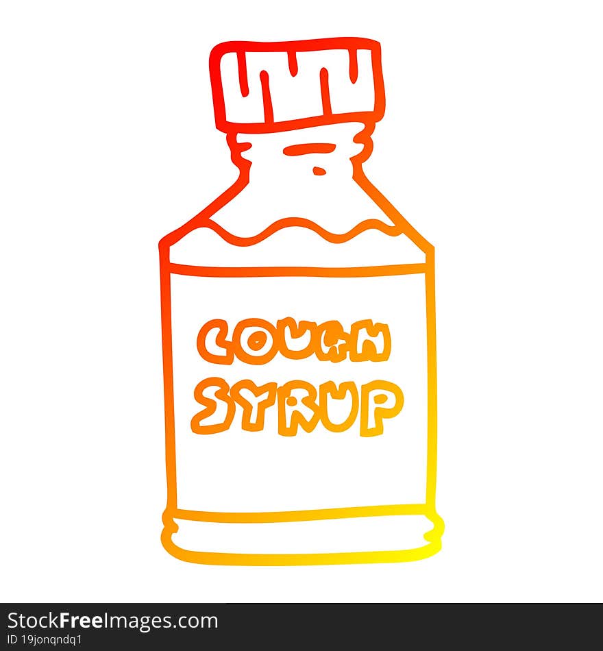 warm gradient line drawing cartoon cough syrup