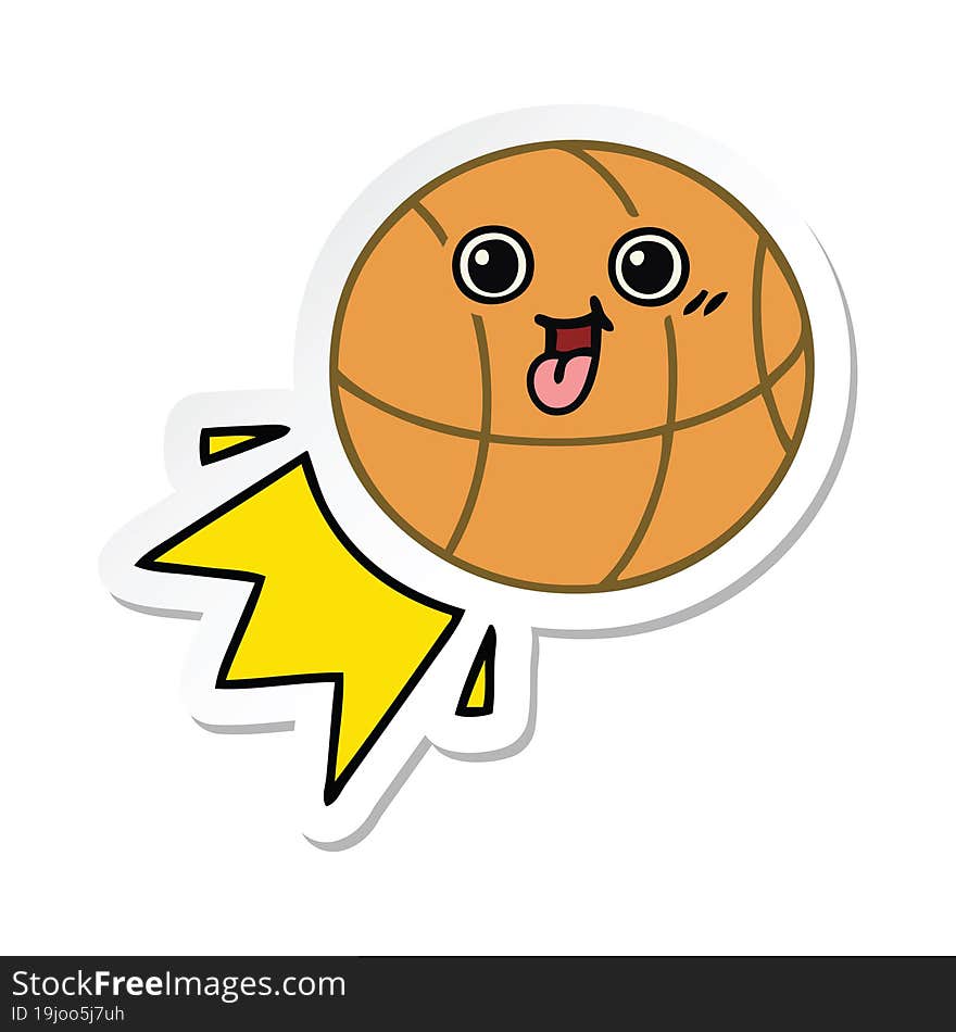 Sticker Of A Cute Cartoon Basketball