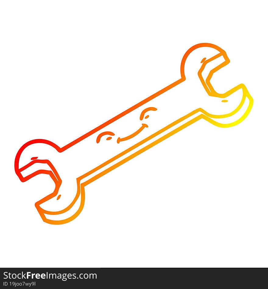 warm gradient line drawing cartoon spanner