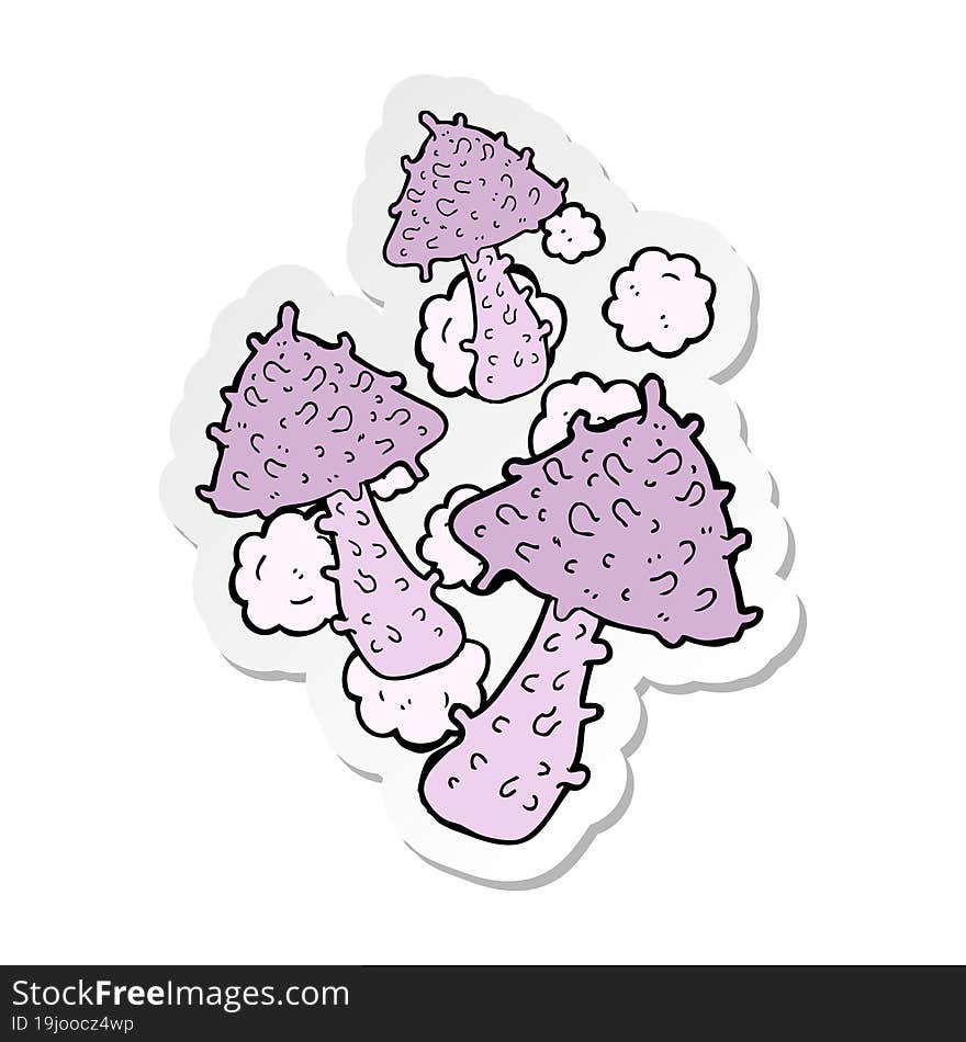 Sticker Of A Cartoon Weird Mushrooms