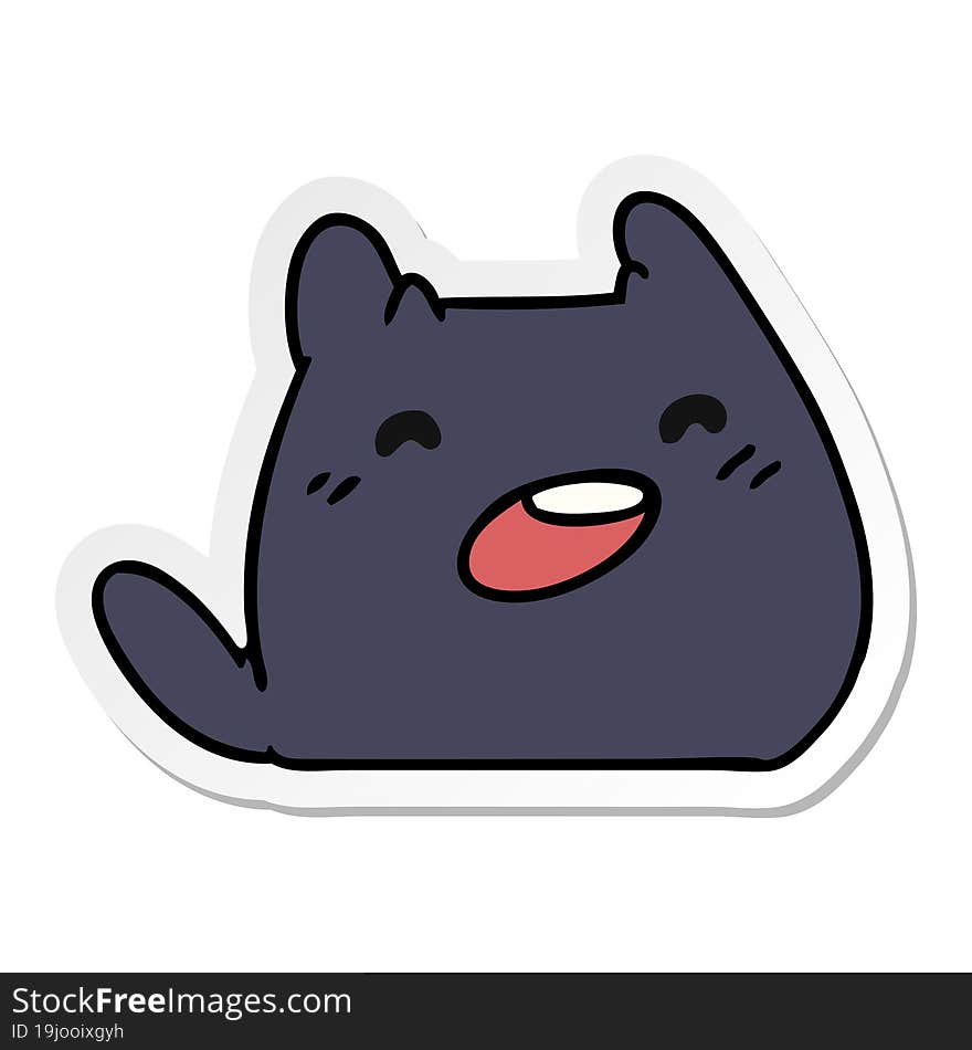 sticker cartoon of a kawaii cat