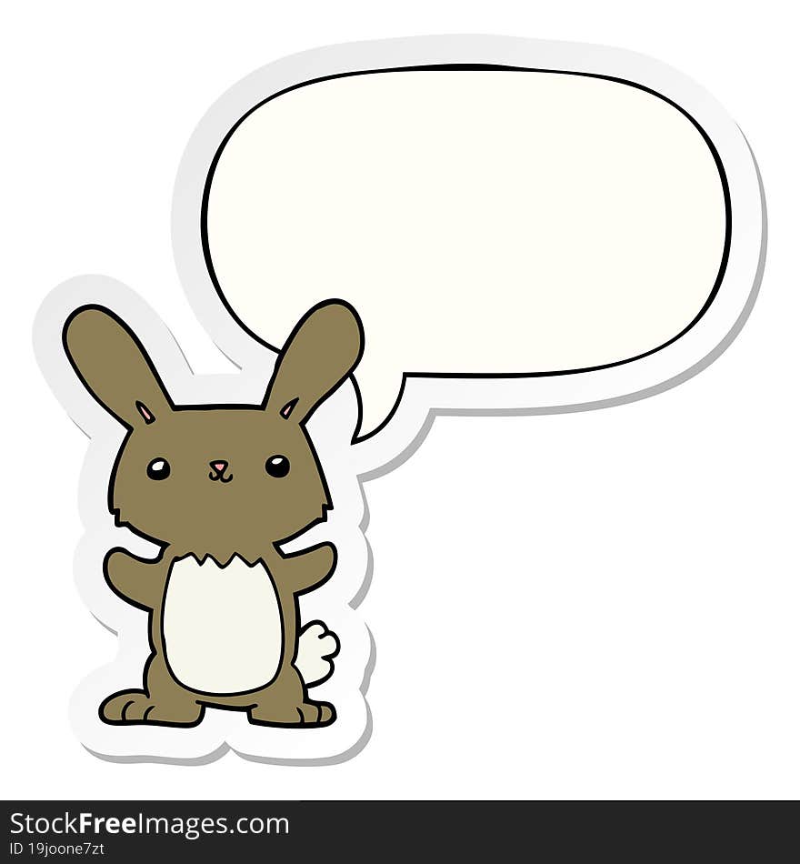 Cute Cartoon Rabbit And Speech Bubble Sticker