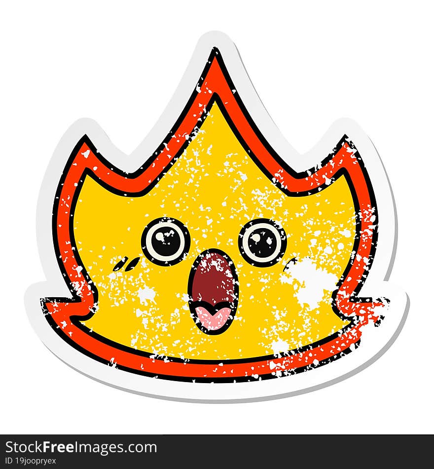 Distressed Sticker Of A Cute Cartoon Fire