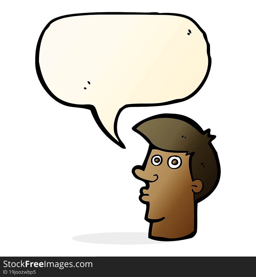 Cartoon Confused Man With Speech Bubble