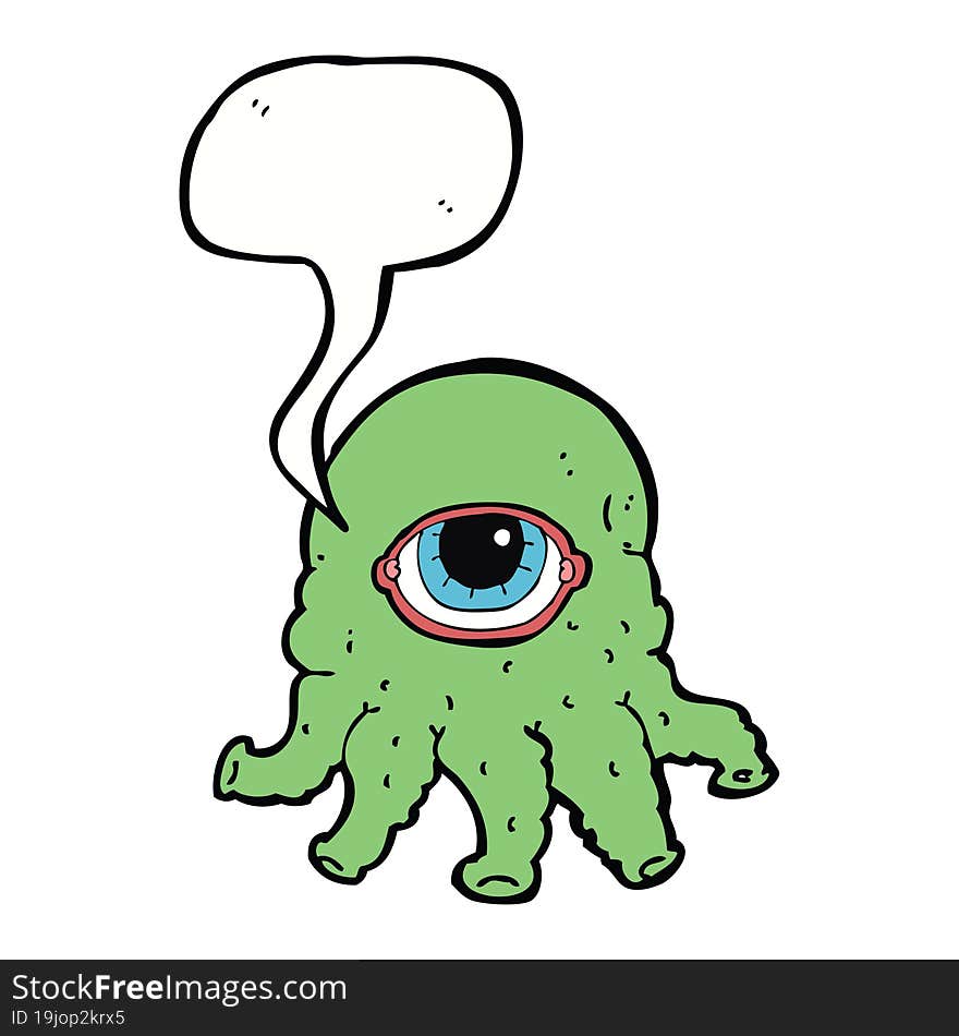 cartoon alien head with speech bubble