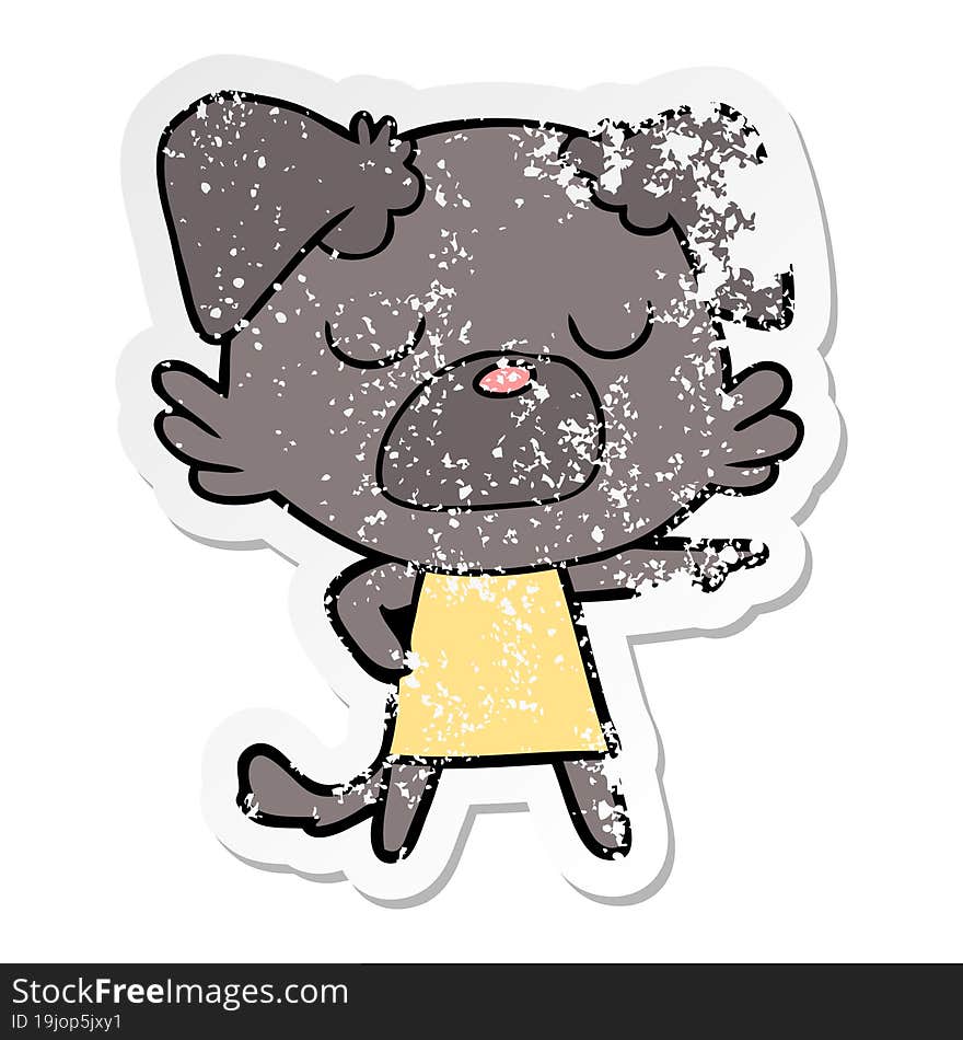 distressed sticker of a cartoon dog